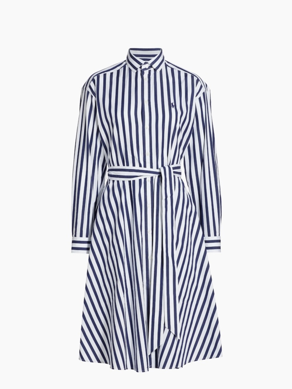 NWOT Polo Ralph Lauren Ela Navy & White Striped Long-Sleeve Shirt Dress